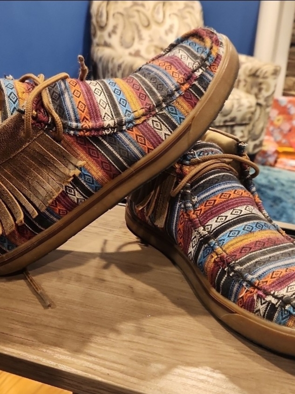 Twisted X Casual Serape Fringe Booties Mocs WCA0021 Womens Size 8.5 NWOT